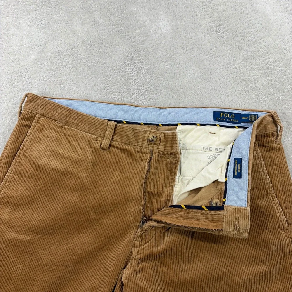 Polo Ralph Lauren Corduroy Pants Men 38x31 Tan Bedford Straight Fit Chino Preppy
